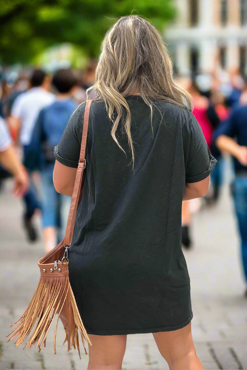 Graphic Round Neck Short Sleeve Tee Dress